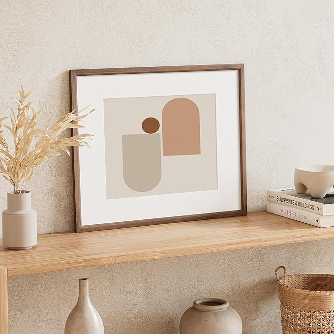 16x20 Picture Frame Set of 4 Natural Solid Walnut Photo Frames with 11x14 Removable Mat Wall Hanging Large Handcrafted Frame with HD Plexiglass Wall and Tabletop Display Large Poster Frame-HomvellaHome