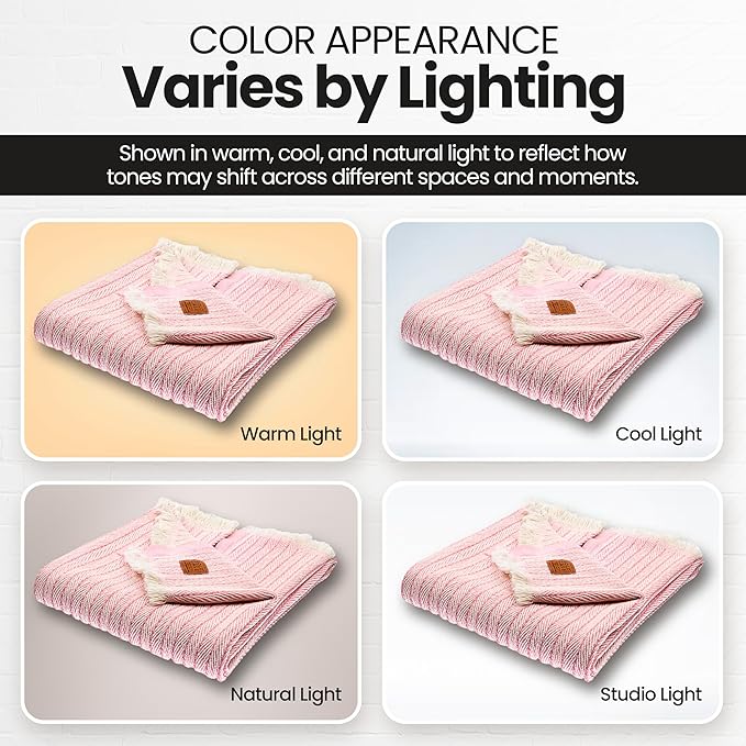 Gold Case Throw Blanket for Couch – 100% Recycled Turkish Cotton Blankets & Throws – Elegant Decorative Throw Blankets for Living Room Sofa – Woven Throws for Couch – Retro Pink – 50x60-HomvellaHome