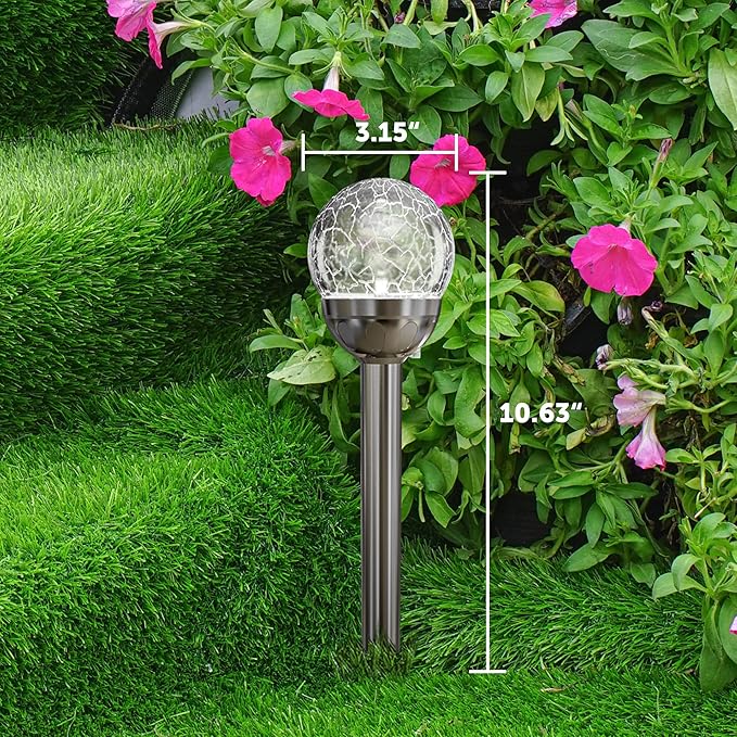 GIGALUMI Solar Outdoor, Cracked Glass Ball Solar Garden Lights, Color Changing Lights Outdoor,Garden LED for Path, Patio, Yard, 6 Pack Pathway-HomvellaHome