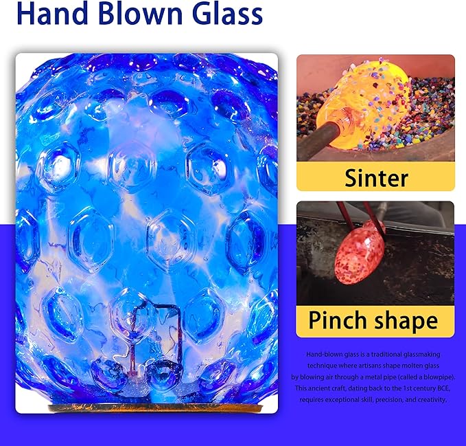 Garden Solar Lights, Decorative LED Honeycomb Glass Ball Garden Stake, Glass and Metal Outdoor Decoration, 4 x 31 Inch (Dark Blue)-HomvellaHome