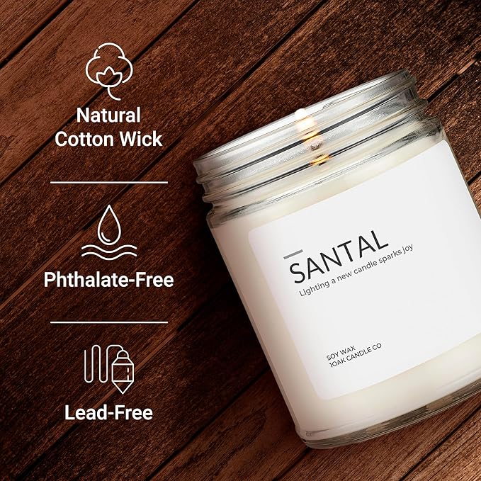 1OAK Soy Santal Candle (Santal) - Soy Wax Scented Candle - Candles for Home Scented - Long Burning Candles Premium - Hand-Poured (7oz.)-HomvellaHome