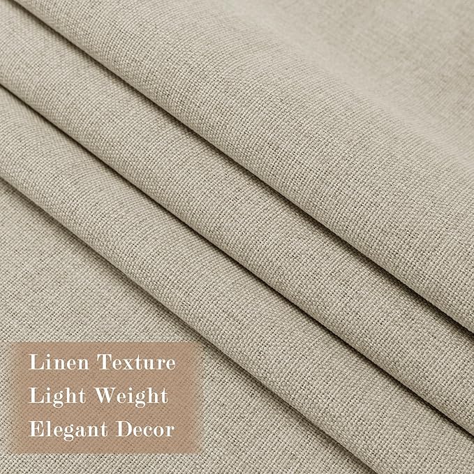 100% Blackout Linen Textured Drapes for Bedroom Pinch Pleated Curtains for Track System Portable Drapery for Sliding Glass Door/Storage/Space Room Divider, 70" Wx96 L, 1 PC, Beige-HomvellaHome