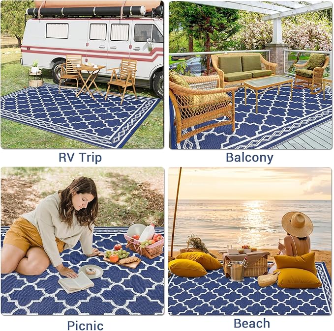 GAOMON Outdoor Rug for Patio Reversible Plastic Camping Rugs-HomvellaHome