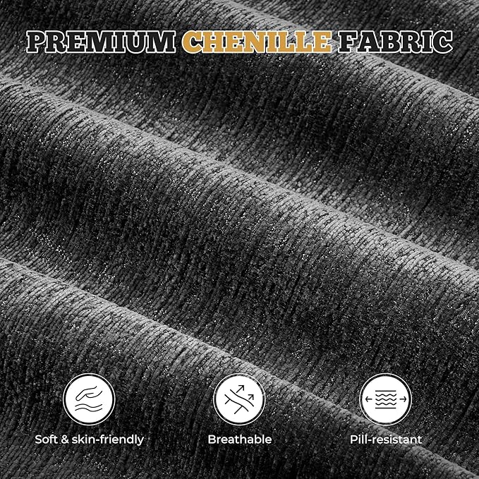 122" Modern L Shaped Modular Sectional Sofa, Boneless Couches for Living Room with Ottoman,4 Seater Convertible Chenille Cloud Couch Sofa Set, No Assembly Required, Grey-Black 1 PCS-HomvellaHome