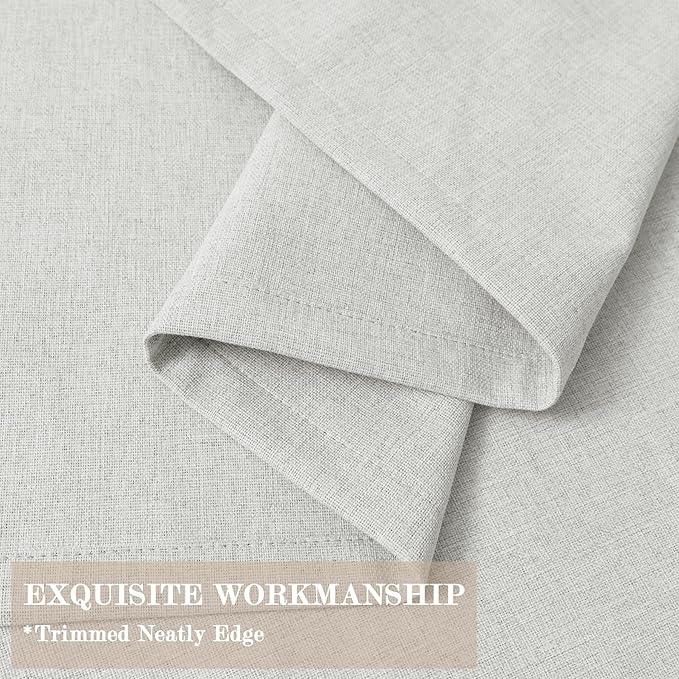 Greyish White Pinch Pleat 100% Blackout Drapes Linen Blend, Room Divider, Room Darkening, Energy Saving, Furniture Protecting, Light Blocking Extra Wide Privacy Curtains, 200Wx102L, 1 PC-HomvellaHome