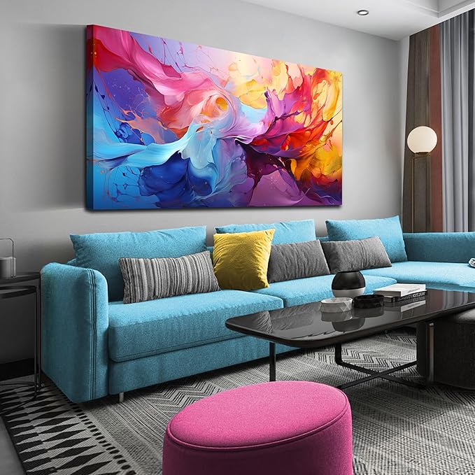 GUGIKA Abstract Wall Art for Living Room, Colorful Canvas Wall-Art for Bedroom, Print, 29x59 Inches-HomvellaHome
