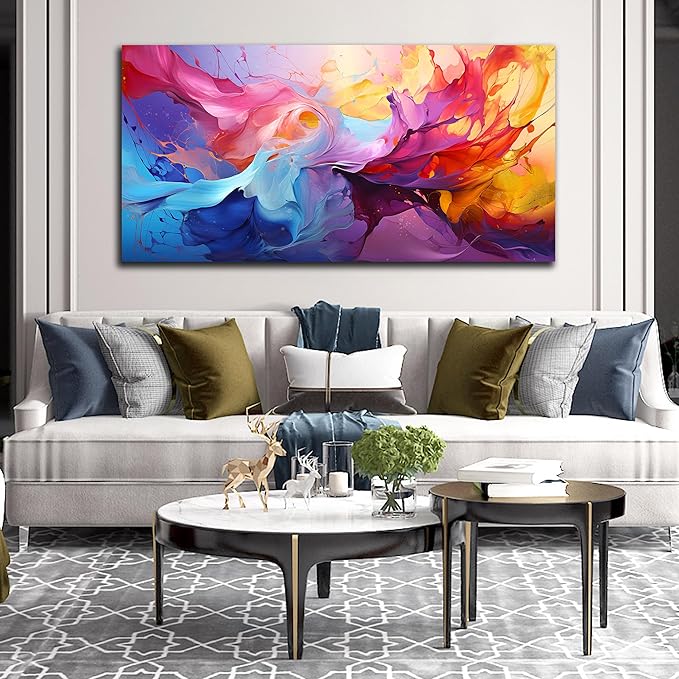 GUGIKA Abstract Wall Art for Living Room, Colorful Canvas Wall-Art for Bedroom, Print, 29x59 Inches-HomvellaHome