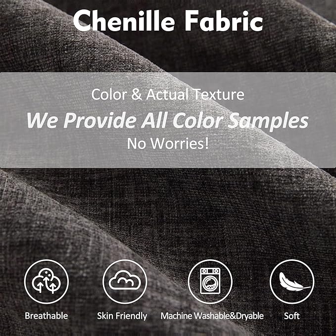 142.5" U Shaped Couch, Modular Sectional Sofa, 3-Seater Comfy Cloud Couch with Movable Ottoman, Deep Seat Couches for Living Room, Chenille, Black-HomvellaHome