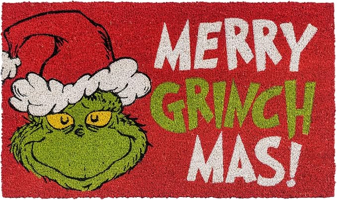Gertmenian Disney Mickey Mouse Doormat Rug Retro Front Door Coir Mat Home Indoor Outdoor Entryway Carpet, 2-Pack 20x34, The Grinch Welcome/Merry Grinchmas-HomvellaHome