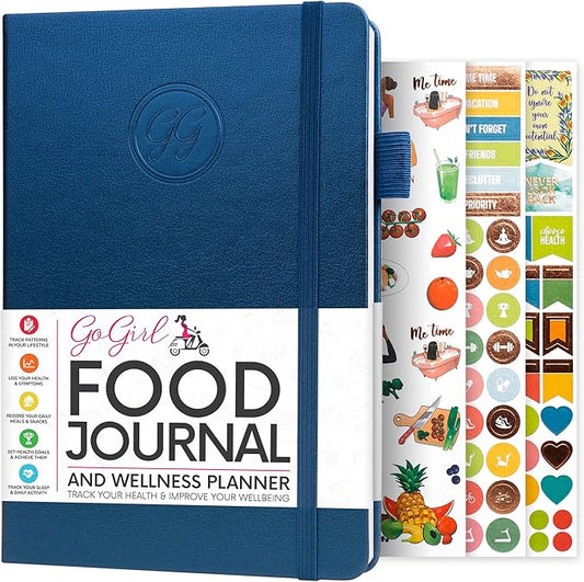 GoGirl Food Journal & Wellness Planner –– Diet & Fitness Diary – Nutrition Journal with Meal, Exercise & Weigh Loss Tracker, A5 (Mystic Blue)-HomvellaHome