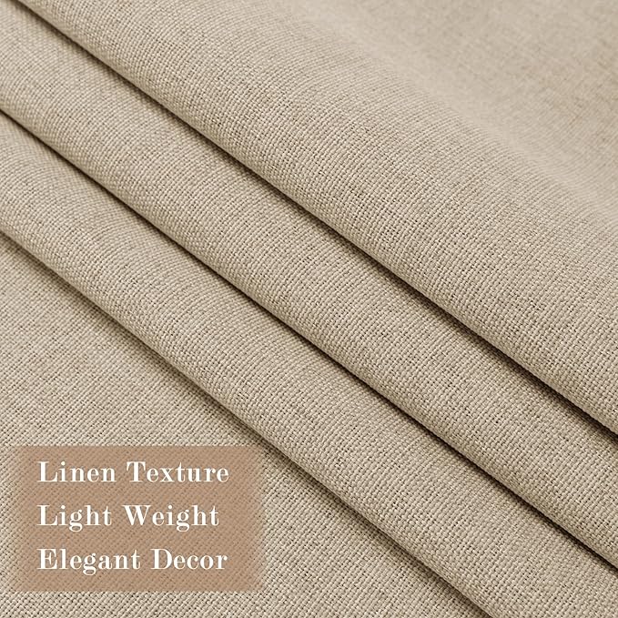 100% Blackout Linen Textured Drapes for Bedroom Pinch Pleated Curtains for Track System Portable Drapery for Sliding Glass Door/Storage/Space Room Divider, 70" Wx84 L, 1 PC, Sand Beige-HomvellaHome