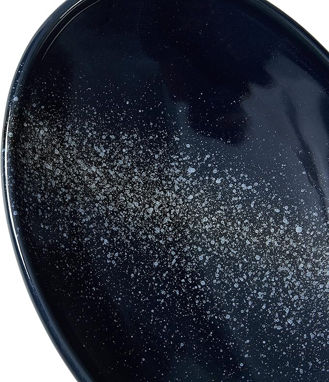 Oval Ceramic Decorative Bowl, Key Dish for Entryway Table, Small Home Decor Accent, Trinket Tray for Office Home Decor Gift (10'' Starrysky Blue with Glaze Layer)-HomvellaHome