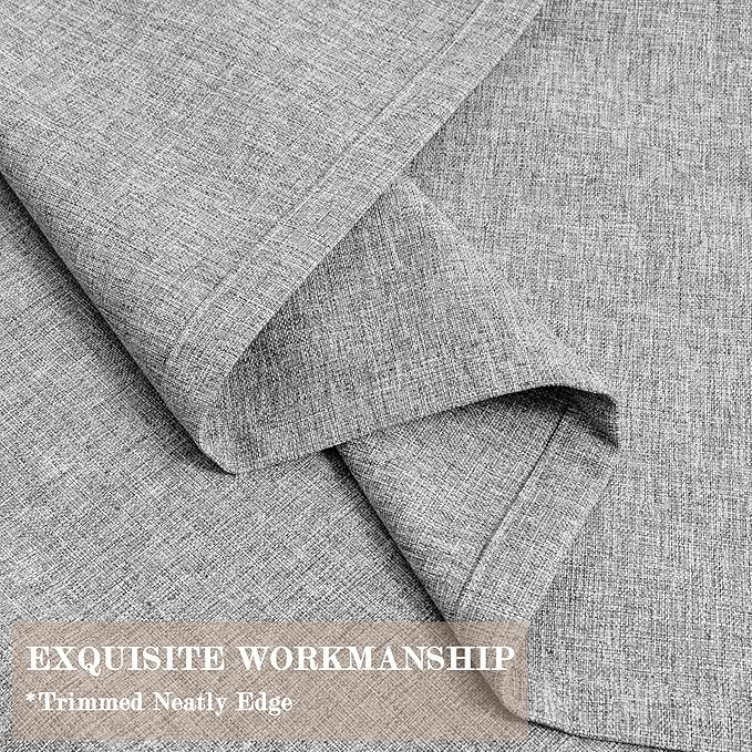 100% Blackout Linen Textured Drapes for Bedroom Pinch Pleated Curtains for Track System Portable Drapery for Sliding Glass Door/Storage/Space Room Divider, 70" Wx96 L, 1 PC, Light Grey-HomvellaHome