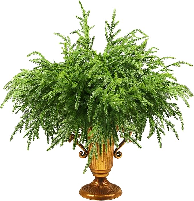18Pcs Artificial Norfolk Pine Branches 18" Plastic Christmas Plants Decor Faux Greenery Stems Pine Picks Outdoor Faux Plants UV Resistant for Xmas Indoor, Front Porch Home Décor (18, 18inch)-HomvellaHome