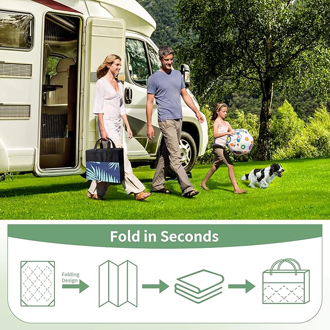 GENIMO Outdoor Rug 6' x 9' Waterproof for Patios Clearance, Reversible Outdoor Plastic Straw Camping Rug Carpet, Large Area Rugs Mats for RV, Camper, Deck, Balcony, Porch, Beach, Royal Blue&Blue Green-HomvellaHome