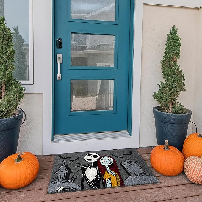 Gertmenian Nightmare Before Christmas Coir Doormat - 2x3 Welcome Mat (2-Pack), Ideal for High Traffic Areas in Front Door, Garage, Entryway - Welcome Nightmare/Jack & Sally, 80005-HomvellaHome