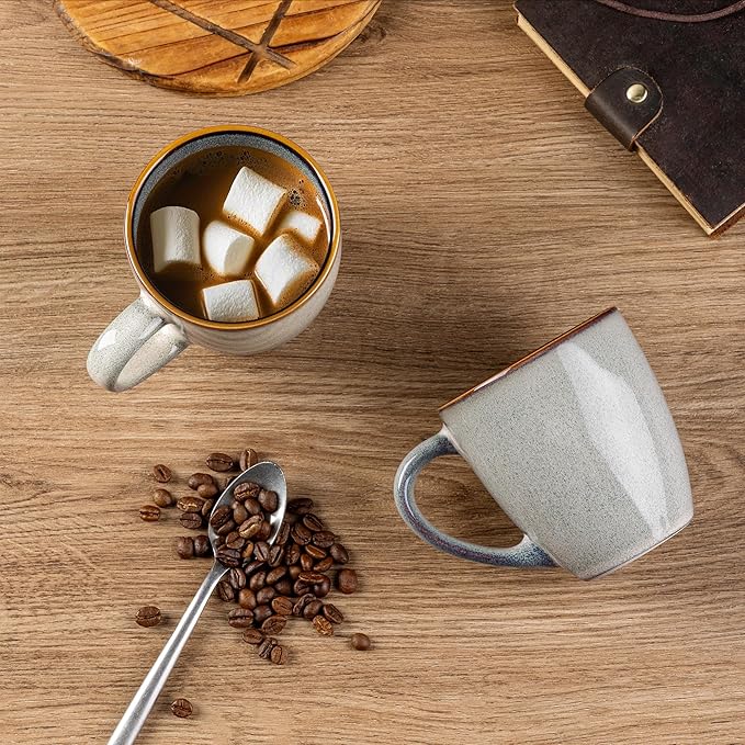 GBHOME Ceramic Coffee Mugs Set of 6, 12oz Stoneware Coffee Mugs Set For Dad Mom Women MEN, Light Weight Coffee Cups for Latte/Tea/Beer/Hot Cocoa, Dishwasher & Microwave Safe-HomvellaHome