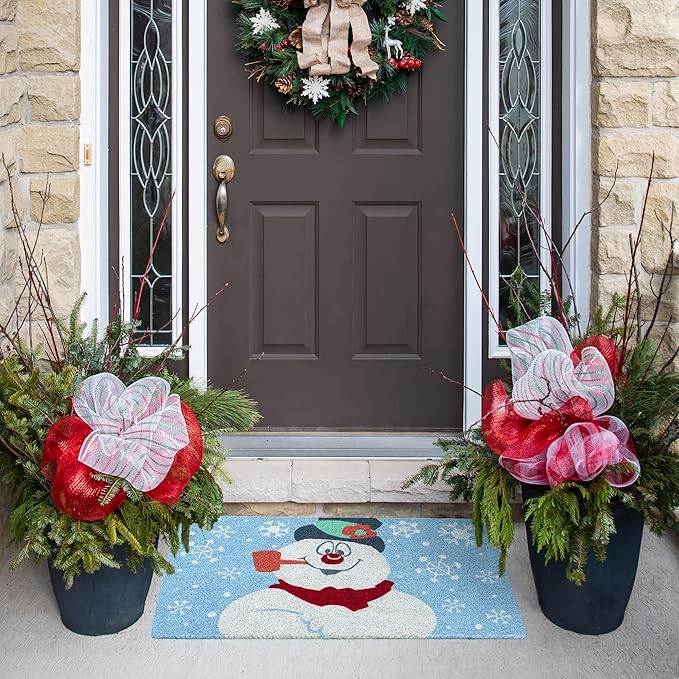 Gertmenian Paramount Frosty Coir Doormat - 2x3 Welcome Mat (2-Pack), Ideal for High Traffic Areas in Front Door, Garage, Entryway - Blue/Celebrate, 80026-HomvellaHome
