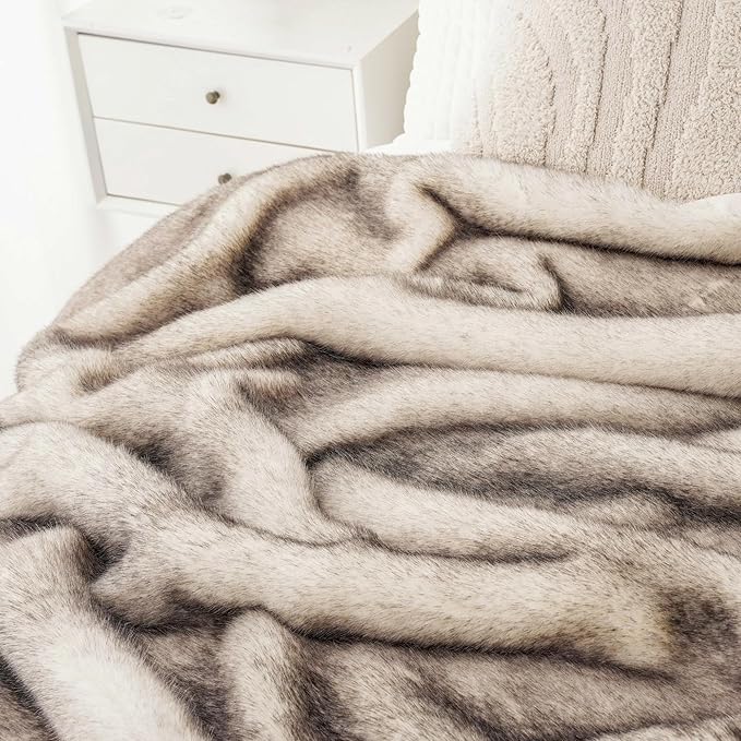 BATTILO HOME Luxury Fluffy Faux Fur Throw Blanket, Cozy Warm Fur Blanket for Couch Sofa, Plush Fuzzy Fur Throws with Long Pile & Brushed Tips, 60"x80"-HomvellaHome
