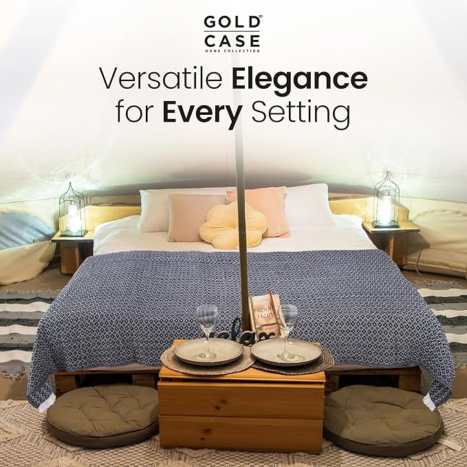 Gold Case Throw Blanket for Couch – 100% Recycled Turkish Cotton Blankets & Throws – Elegant Decorative Throw Blankets for Living Room Sofa – Woven Throws for Couch – Retro Black – 50x60-HomvellaHome