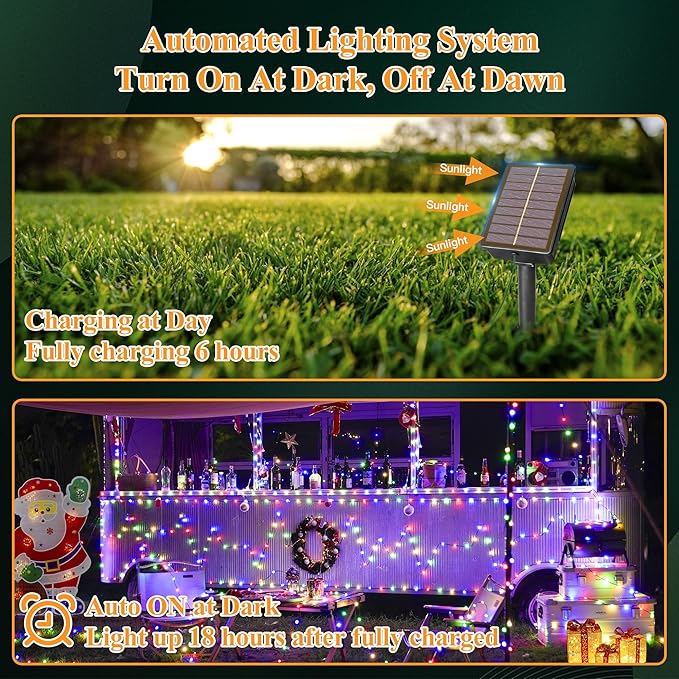 2 Pack Solar String Lights Total 240LED 80FT, IP67 Waterproof Solar Lights for Outside with 8 Modes, Upgraded Solar Panel Fairy Lights for Garden Party Wedding Decorations (Multicolor) …-HomvellaHome