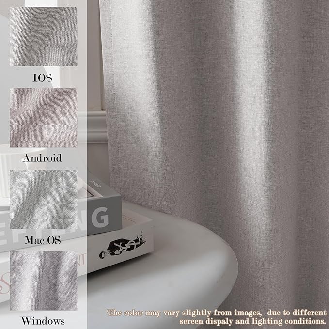 100" W x 96" L Faux Linen Room Divider Curtains, Full Blackout Pinch Pleated Drapes for Traverse Rod, Bedroom Divider Privacy Drapery with Hooks for Ceiling Track, 1 Panel, Browish Grey-HomvellaHome