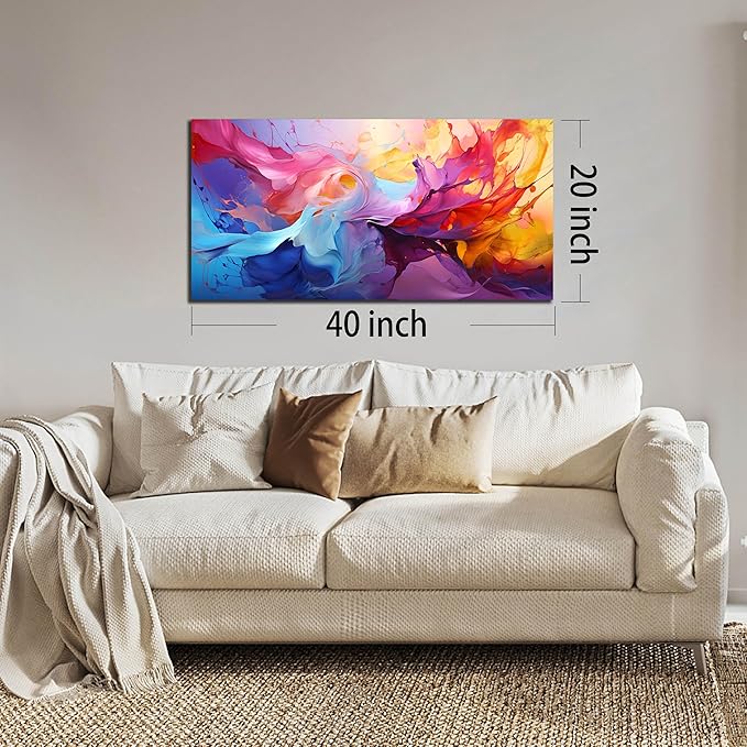 GUGIKA Abstract Wall Art for Living Room, Colorful Canvas Wall-Art for Bedroom, Print Paintings, Size 20x40 Inches-HomvellaHome