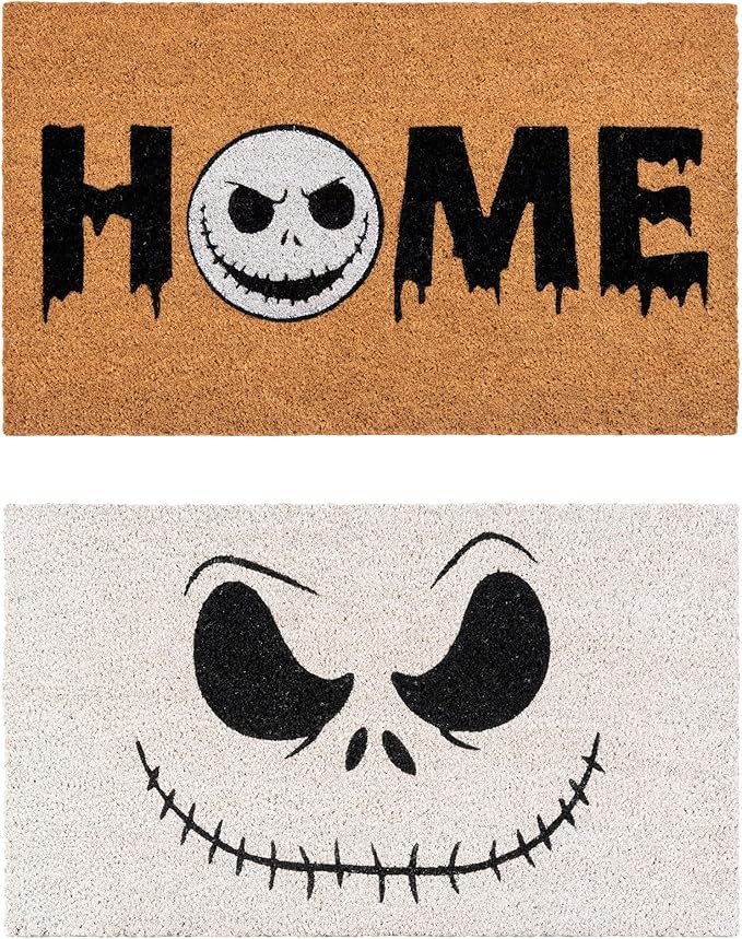 Gertmenian Nightmare Before Christmas Coir Doormat - 2x3 Welcome Mat (2-Pack), Ideal for High Traffic Areas in Front Door, Garage, Entryway - Disney Nightmare Jack Skellington, 80024-HomvellaHome