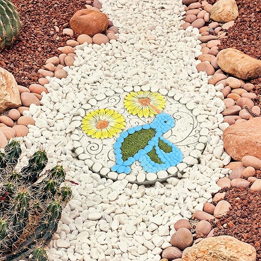 Garden Stepping Stones Set of 2 Butterfly Outdoor Garden Decor 10 inch Round Decorative Stones Pavers for Garden Walkway Landscaping, Hummingbird Gifts (N6-YYD334)-HomvellaHome