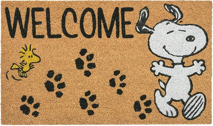 Gertmenian Peanuts Snoopy Coir Doormat - 2x3 Welcome Mat (2-Pack), Ideal for High Traffic Areas in Front Door, Garage, Entryway - Welcome, 80022-HomvellaHome