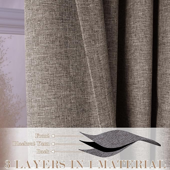 150 Inches Extra Wide Room Divider Draperies, Pinch Pleat Drapes, Absolutely Blackout Sliding Door Drapery, Total Privacy Ceiling Track Curtains, 150" W by 84" L, Light Coffee (1 Panel)-HomvellaHome