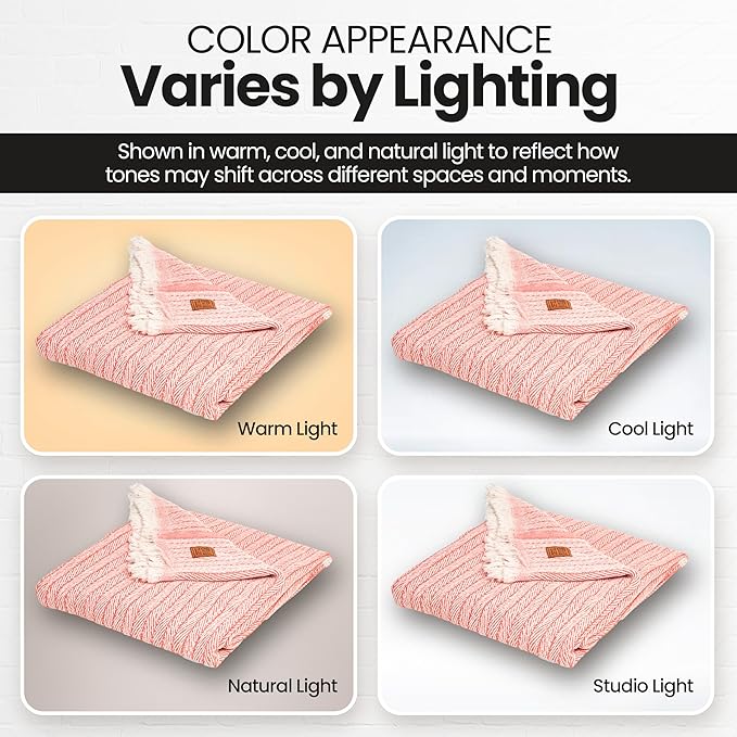 Gold Case Throw Blanket for Couch – 100% Recycled Turkish Cotton Blankets & Throws – Elegant Decorative Throw Blankets for Living Room Sofa – Woven Throws for Couch – Vintage Orange – 50x60-HomvellaHome