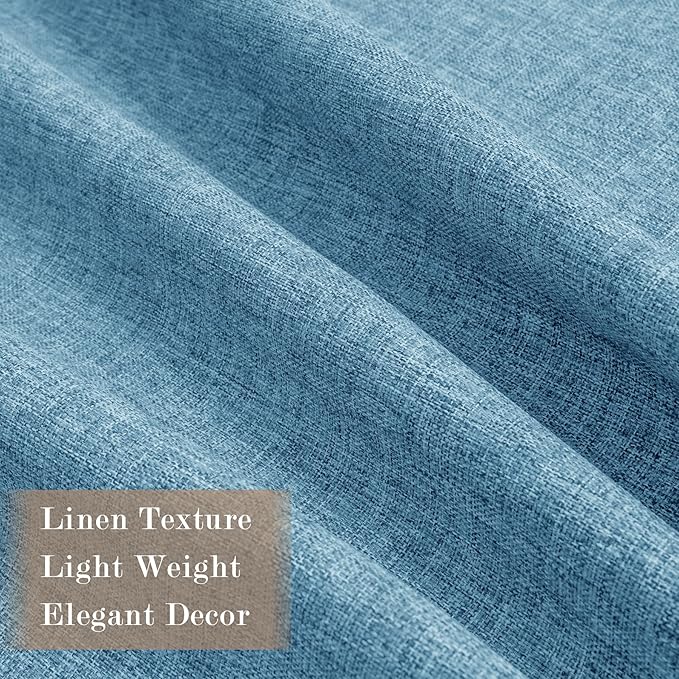 100% Blackout Linen Textured Drapes for Bedroom Pinch Pleated Curtains for Track System Portable Drapery for Sliding Glass Door/Storage/Space Room Divider, 70" Wx84 L, 1 PC, Blue-HomvellaHome