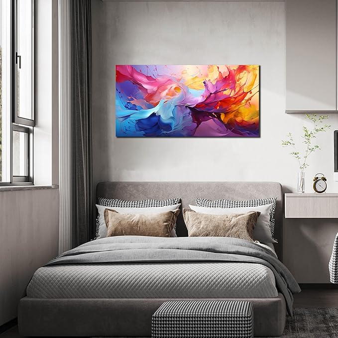 GUGIKA Abstract Wall Art for Living Room, Colorful Canvas Wall-Art for Bedroom, Print Paintings, Size 20x40 Inches-HomvellaHome