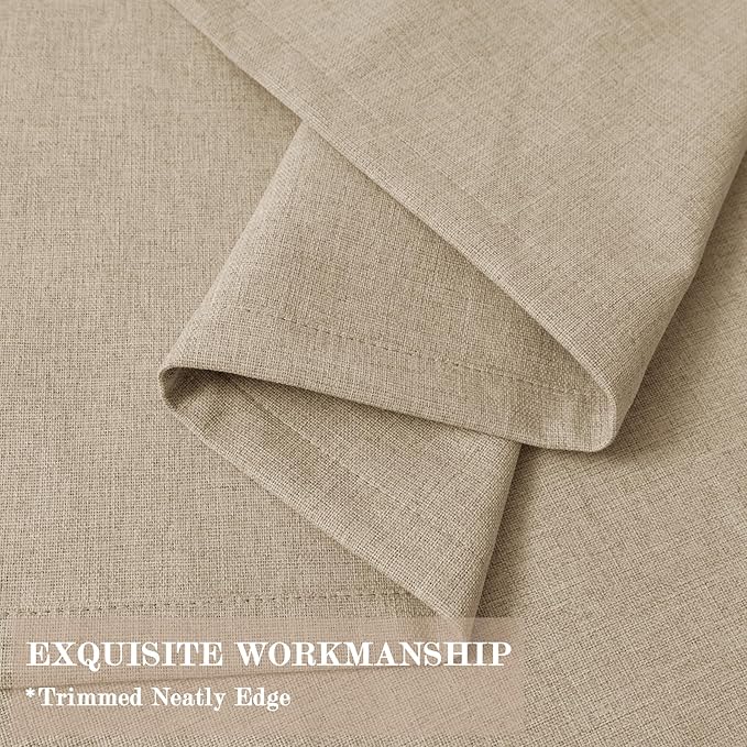 100% Blackout Linen Textured Drapes for Bedroom Pinch Pleated Curtains for Track System Portable Drapery for Sliding Glass Door/Storage/Space Room Divider, 70" Wx96 L, 1 PC, Sand Beige-HomvellaHome