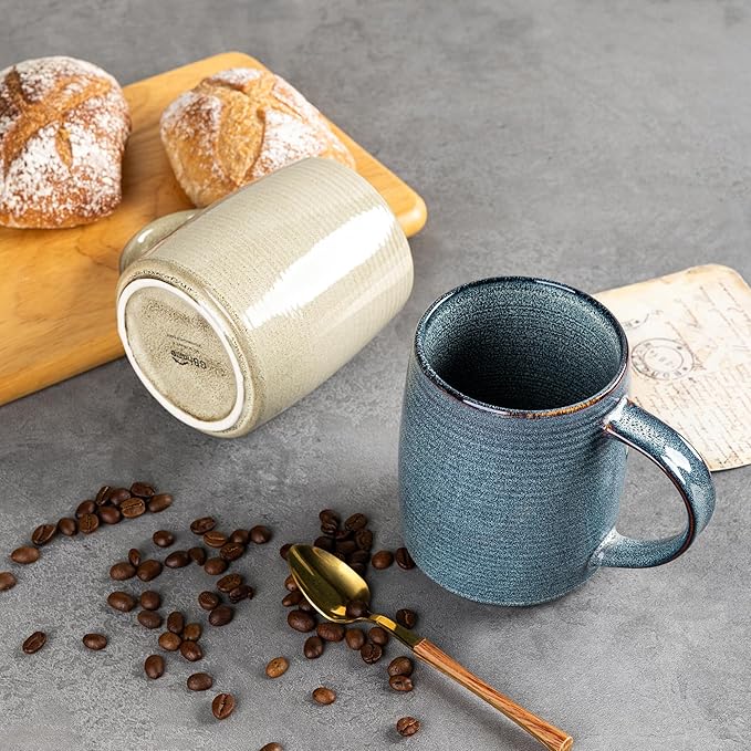 GBHOME Large Ceramic Coffee Mugs Set of 6, 18oz Handmade Stoneware Coffee Mugs Set for Latte/Cappuccino/Hot Cocoa, Dishwasher & Microwave Safe, Multi-Color-HomvellaHome