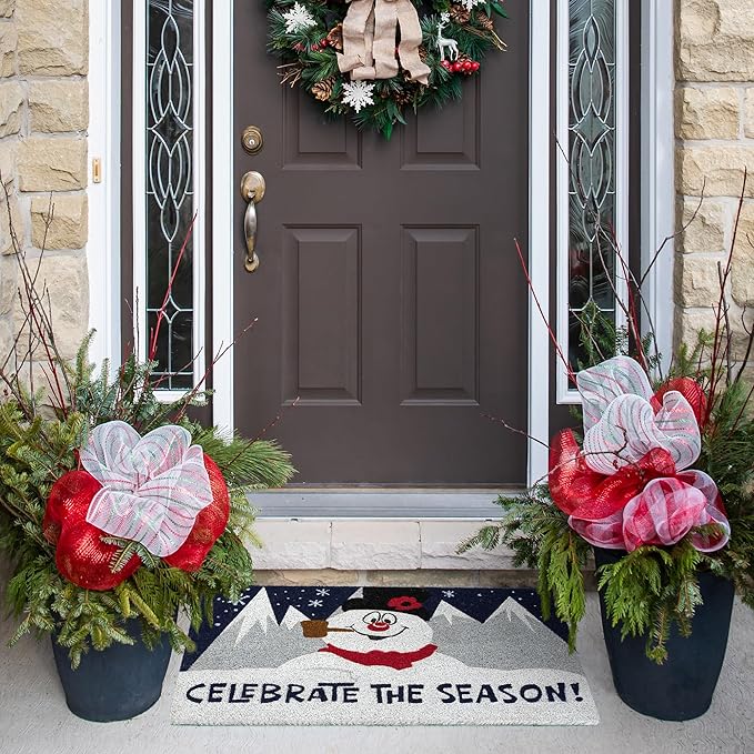 Gertmenian Paramount Frosty Coir Doormat - 2x3 Welcome Mat (2-Pack), Ideal for High Traffic Areas in Front Door, Garage, Entryway - Blue/Celebrate, 80026-HomvellaHome