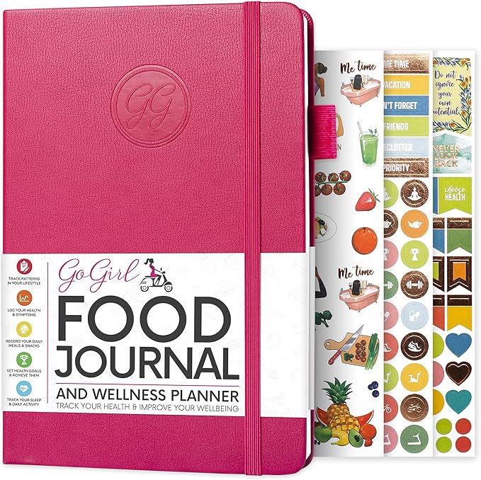 GoGirl Food Journal & Wellness Planner –– Diet & Fitness Diary – Nutrition Journal with Meal, Exercise & Weigh Loss Tracker, A5 (Maroon)-HomvellaHome