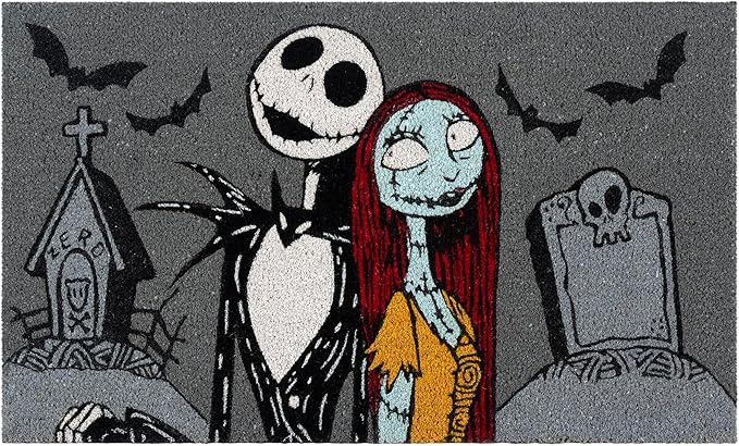 Gertmenian Nightmare Before Christmas Coir Doormat - 2x3 Welcome Mat (2-Pack), Ideal for High Traffic Areas in Front Door, Garage, Entryway - Welcome Nightmare/Jack & Sally, 80005-HomvellaHome