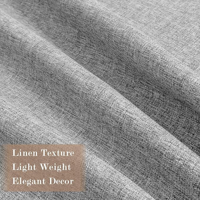 100% Blackout Linen Textured Drapes for Bedroom Pinch Pleated Curtains for Track System Portable Drapery for Sliding Glass Door/Storage/Space Room Divider, 70" Wx96 L, 1 PC, Light Grey-HomvellaHome