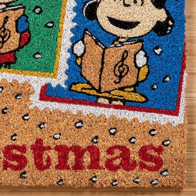 Gertmenian Peanuts Snoopy Coir Doormat - 2x3 Welcome Mat (2-Pack), Ideal for High Traffic Areas in Front Door, Garage, Entryway - Peace & Joy, 80023-HomvellaHome