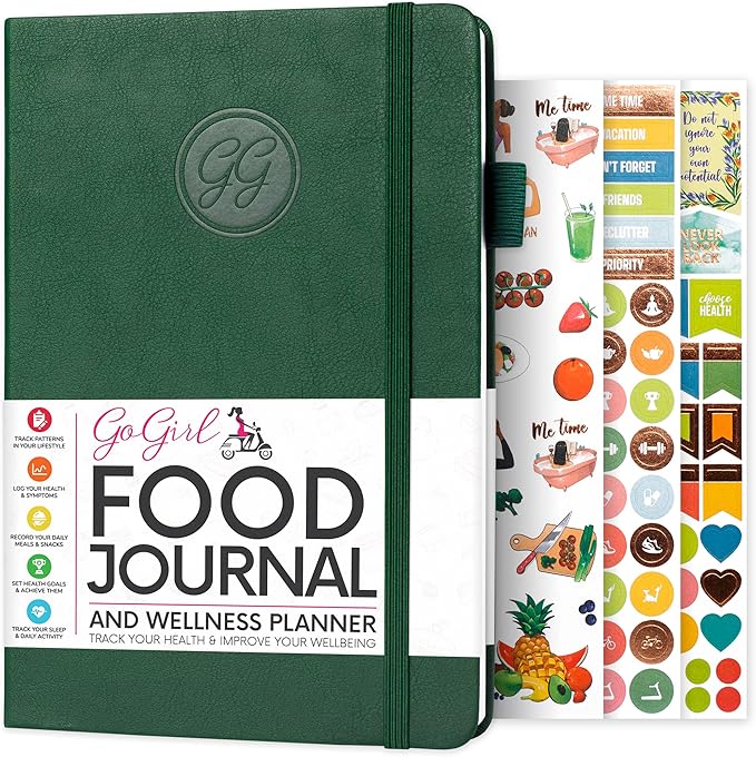 GoGirl Food Journal & Wellness Planner –– Diet & Fitness Diary – Nutrition Journal with Meal, Exercise & Weigh Loss Tracker, A5 (Forest Green)-HomvellaHome