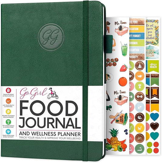 GoGirl Food Journal & Wellness Planner –– Diet & Fitness Diary – Nutrition Journal with Meal, Exercise & Weigh Loss Tracker, A5 (Forest Green)-HomvellaHome