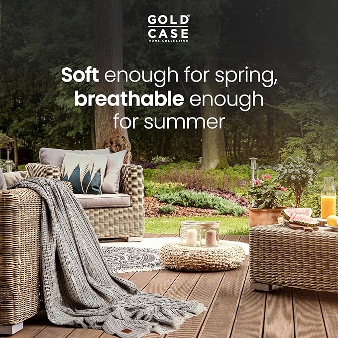 Gold Case Throw Blanket for Couch – 100% Recycled Turkish Cotton Blankets – Elegant Decorative Throw Blankets for Living Room Sofa – Woven Throws for Couch – Vintage Turquoise– 50x60 (Set of 2)-HomvellaHome