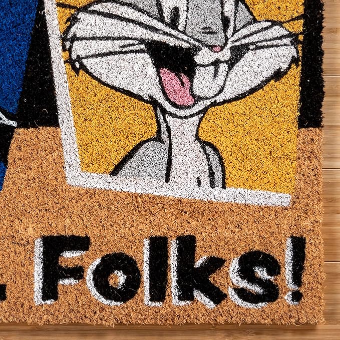 Gertmenian Looney Tunes Coir Doormat - 2x3 Welcome Mat (2-Pack), Ideal for High Traffic Areas in Front Door, Garage, Entryway - Warner Bros. Doc/Folks, 80029-HomvellaHome