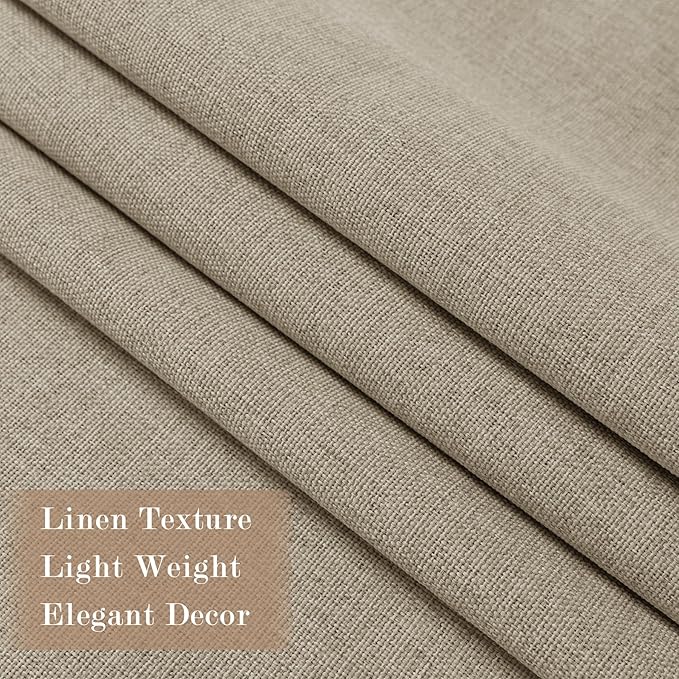 100" W x 84" L Faux Linen Room Divider Curtains, Full Blackout Pinch Pleated Drapes for Traverse Rod, Bedroom Divider Privacy Drapery with Hooks for Ceiling Track, 1 Panel, Light Khaki-HomvellaHome