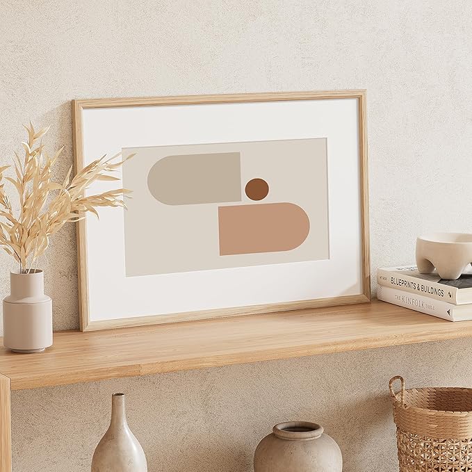 16x24 Poster Frame Natural Solid Oak Photo Frames with 12x18 Removable Mat Wall Hanging Large Handcrafted Frame with HD Plexiglass Wall and Tabletop Display Large Picture Frame-HomvellaHome