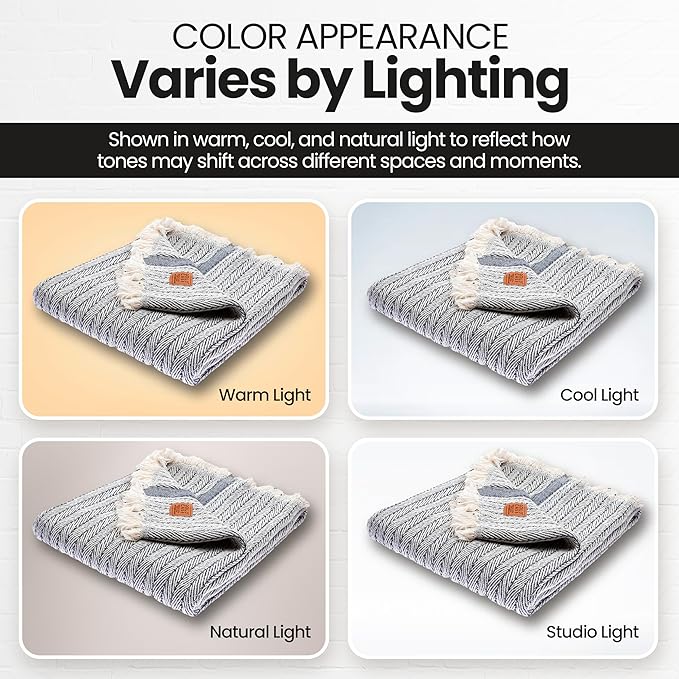 Gold Case Throw Blanket for Couch – 100% Recycled Turkish Cotton Blankets & Throws – Elegant Decorative Throw Blankets for Living Room Sofa – Woven Throws for Couch – Vintage Navy Blue – 60x80-HomvellaHome