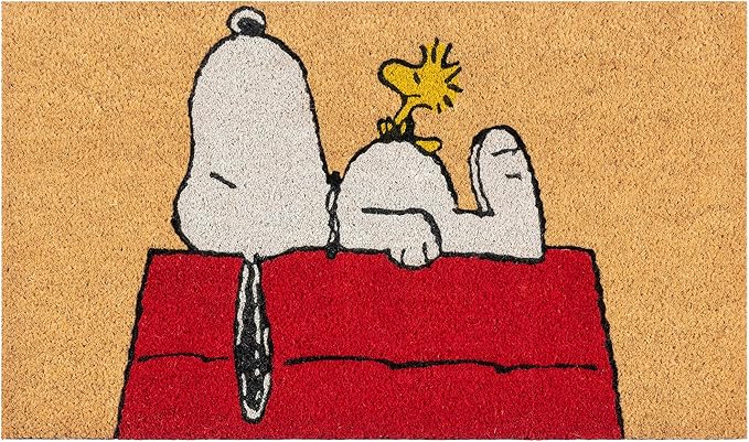 Gertmenian Peanuts Snoopy Coir Doormat - 2x3 Welcome Mat (2-Pack), Ideal for High Traffic Areas in Front Door, Garage, Entryway - House/Peanut Patch, 80003-HomvellaHome