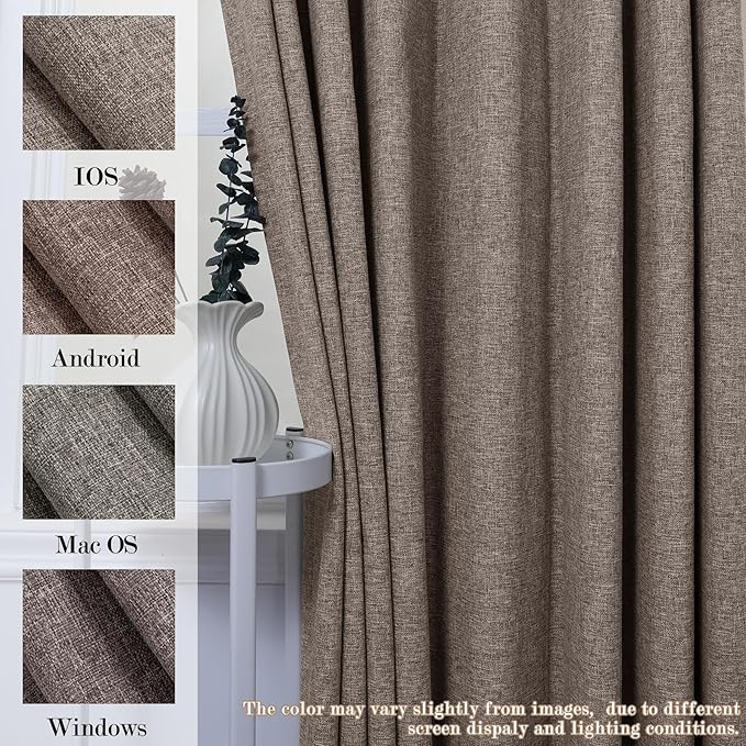 120" Wx108 L Linen Room Divider Drapes for Doorway/Glass Window/Sliding Door/Patio, Extra Wide Pinch Pleated Full Blackout Curtains for Girls Boys Teen Kids Room, 1 Panel, Light Coffee-HomvellaHome